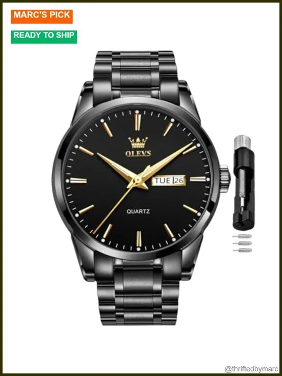 Men's Business Dress Analog Quartz Watch Stainless Steel Luminous Two Tone