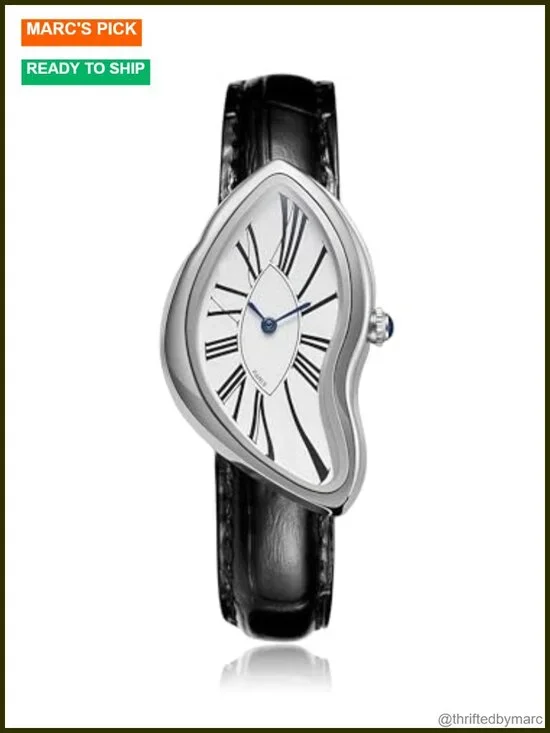 Creative Melting Luxury Analog Quartz Wristwatch with Genuine Leather Strap,