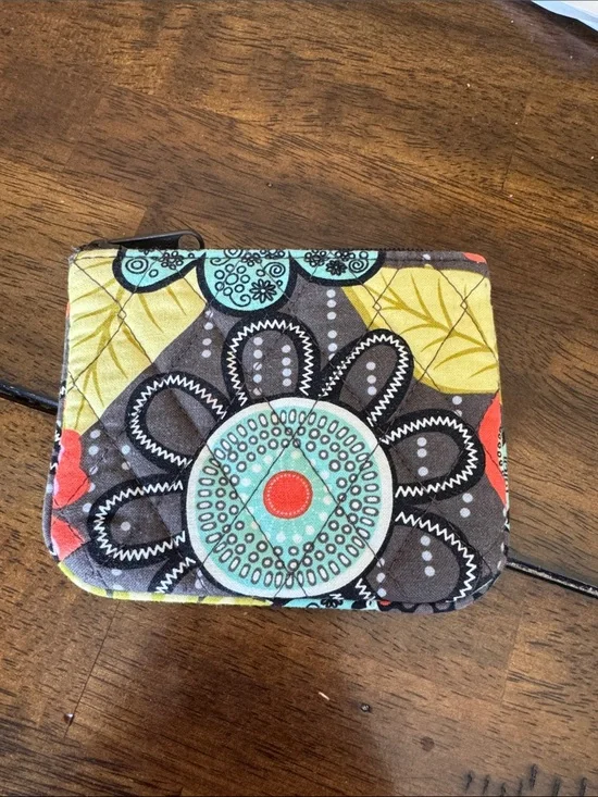 Vera Bradley Floral Quilted Wallet in Brown, Turquoise, Yellow, Red