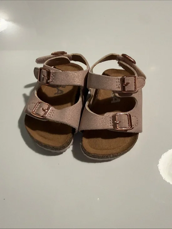 mini MIA  Rose Gold Glitter Double-Buckle Kids Sandals Sz 3-6 months