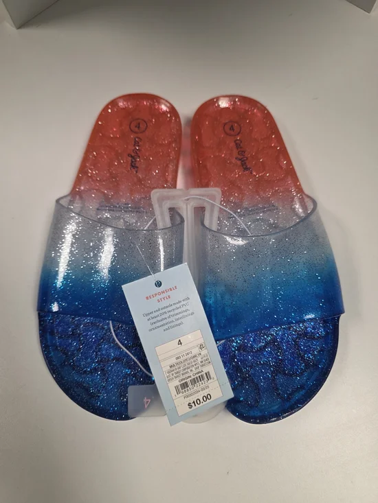 Cat & Jack Girls' Ombre Glitter Slide Sandals - Red, Blue - Big Girls Size 4