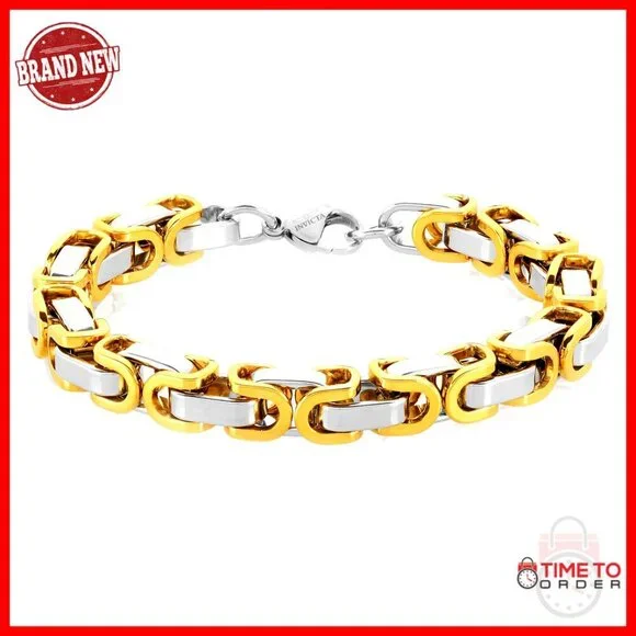 Stainless Steel Byzantine Chain Bracelet, 8.75 Inch, Lobster Clasp