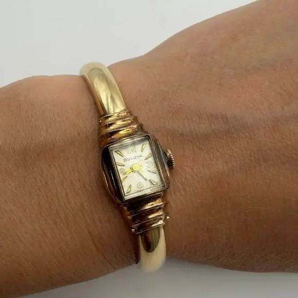 Untested Vintage Bulova American Girl10K GF Ladies Bangle Watch AS IS Untested