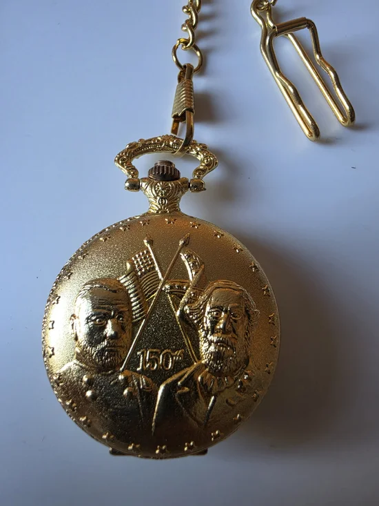 Working Gold Tone American Civil War Sesquicentennial Pocket Watch