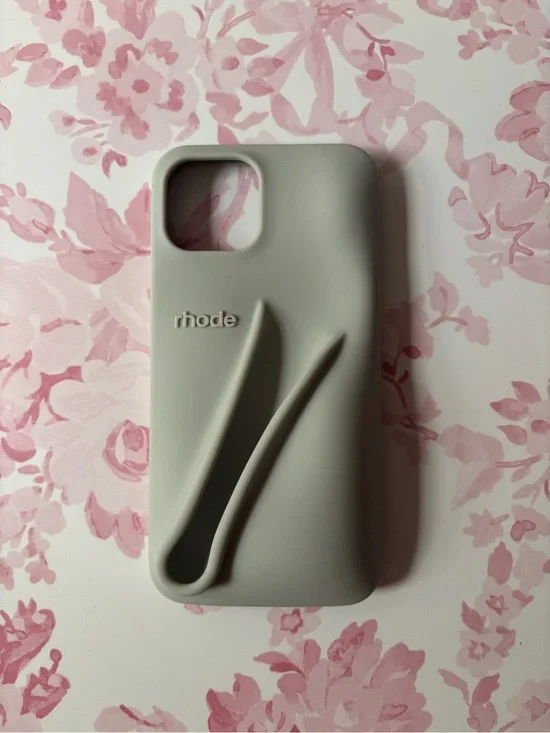 RHODE Light Gray Silicone iPhone Case with Built-In Grip Loop