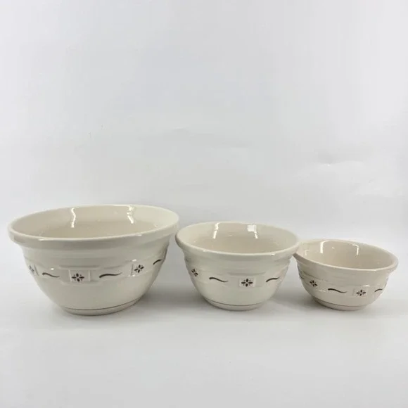 Longaberger 3 Woven Traditions Red Nesting Mixing Bowls 10/8/6.5
