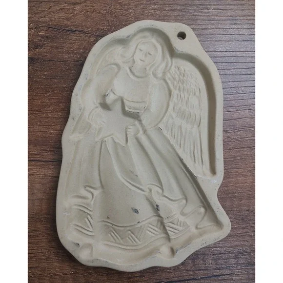 Vtg Brown Bag Cookie Art Mold 1991 Angel Holding Star Retired Hill Designs Press