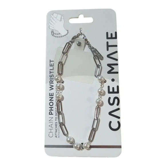 X7. Case-Mate - Wristlet Chain for Most‎ Cell Phones - Silver/Pearl