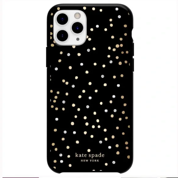 NIB‎ kate spade | Women’s Black iPhone 11Pro Disco Dots iPhone Case soft touch