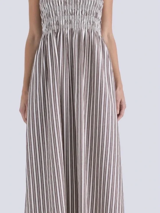 pistola Striped Brown and Cream Maxi Dress