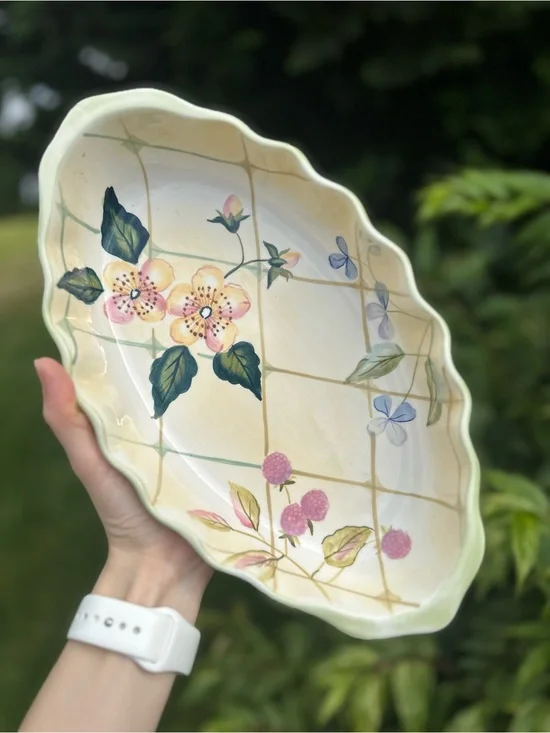 Tracy Porter Evelyn Collection Hand Painted Oval Baking/Serving Dish Floral