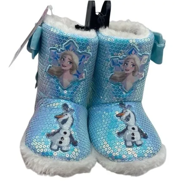 Baby Girls Disney's Frozen Slipper Bootie Faux Fur Shoe Size 5/6