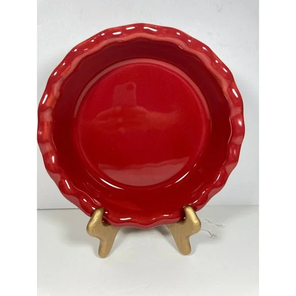 Emile Henry Red Ceramic Scalloped Pie‎ Dish 9 Inch Baking Pan 6181 France
