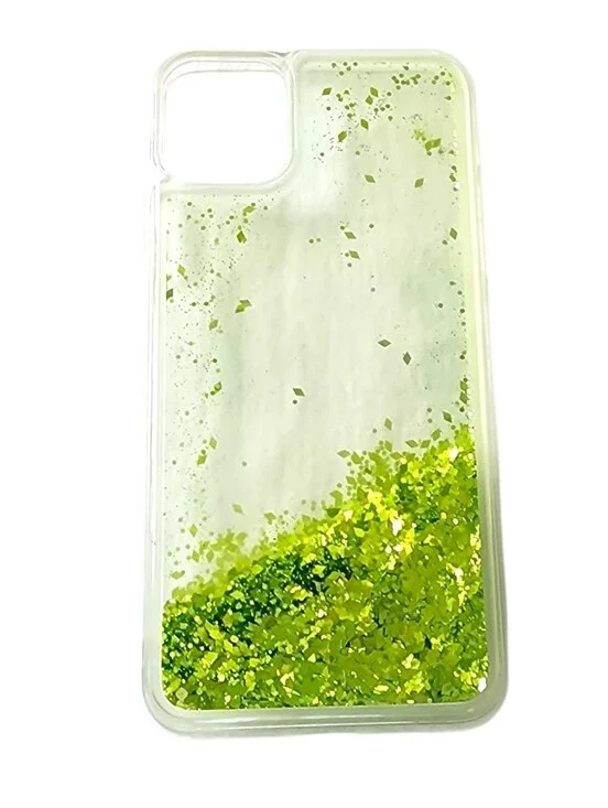 Maxdara Green Glitter Waterfall Case & Screen Protector For iPhone 11 Pro Max