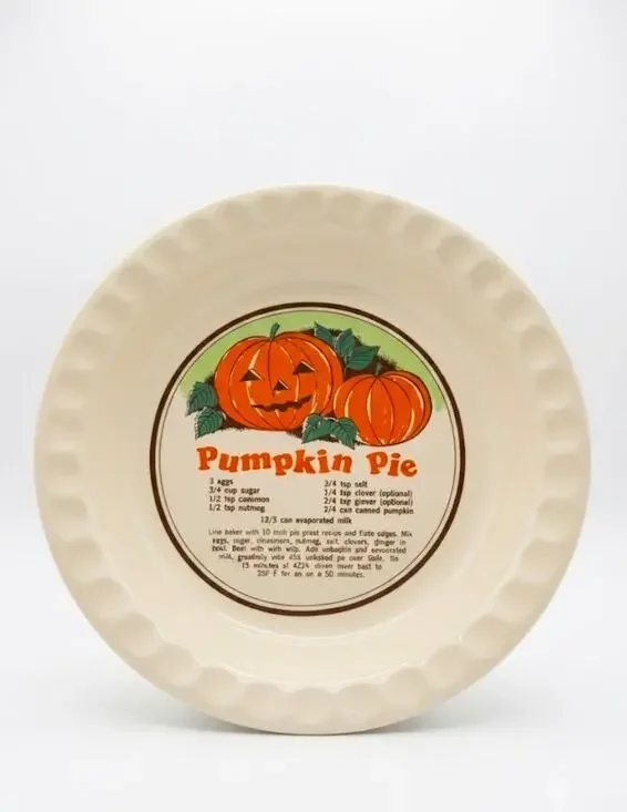 Sunnycraft Sunstone Pumpkin Pie Recipe Ceramic Baker Dish 10.5