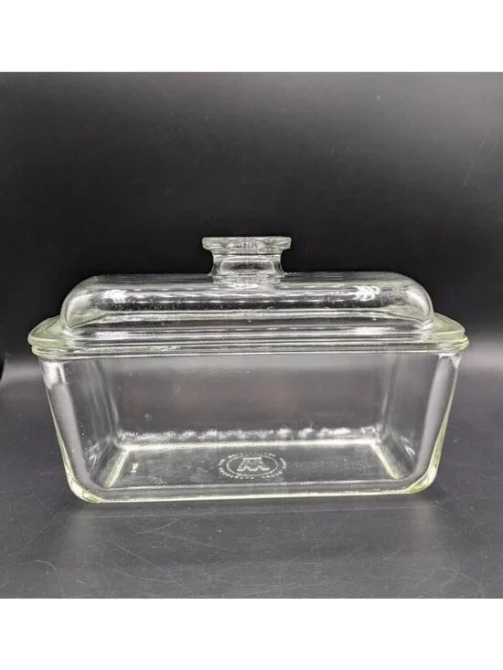 Vintage Pyrex Westinghouse Clear Glass Refrigerator Baking Dish Loaf Pan w/ Lid