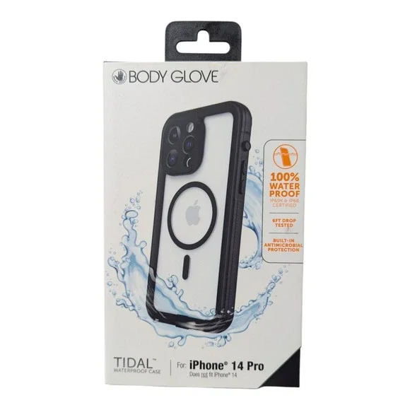 P5. Body Glove Tidal Waterproof with MagSafe Case For iPhone 14 Pro Black/Clear‎
