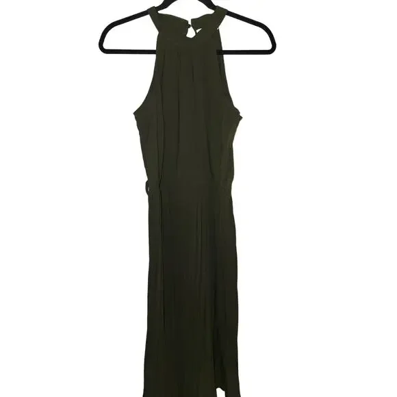 Kirundo Olive Green High Neck Sleeveless Maxi Dress Size Small‎