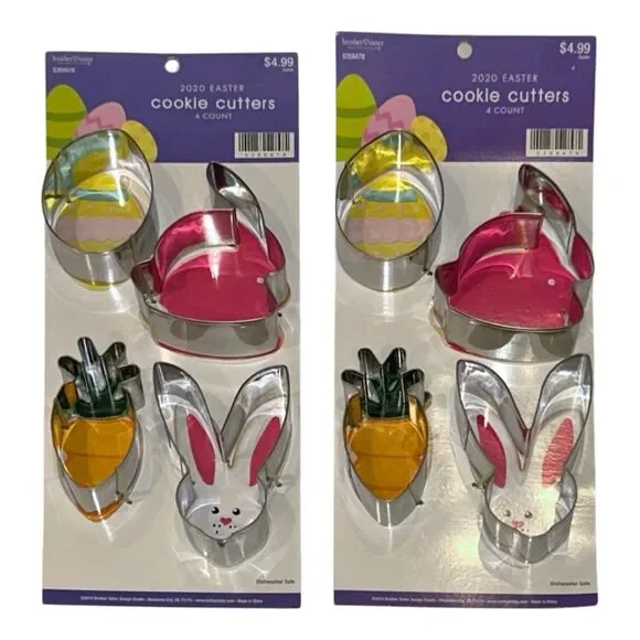 2x Easter Cookie Or Fondant Cutters 4 Each