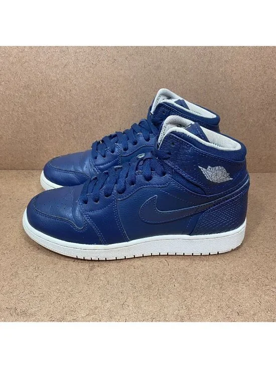 Air Jordan 1 Retro High GS Midnight Navy Sneakers Youth Size 6.5Y Leather