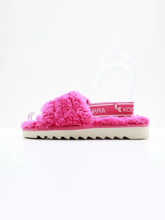 Koolaburra by UGG Fuzz'n Pink Faux-Fur Slingback Slippers - Kids' 13