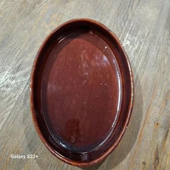 Pate Schaal Dik Glazuur‎ Bruine Vintage Franse Oven Plate Retro Peasant Cottage