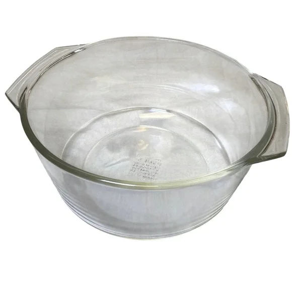 Vintage Pyrex 344 Clear Glass 3 Liter (3 Qt) Round Casserole Baking Dish USA