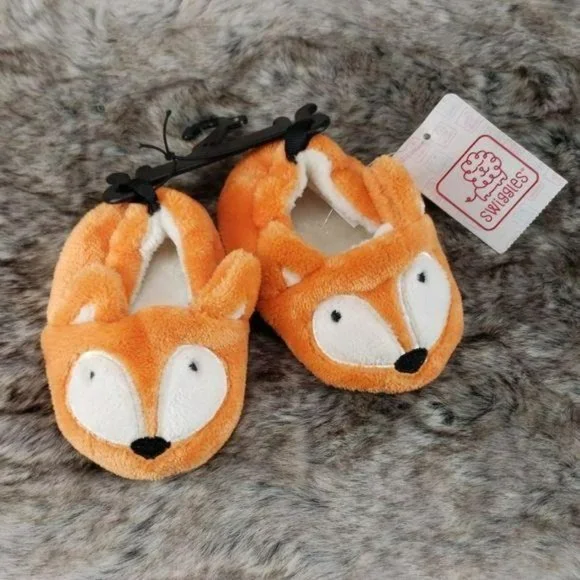 Swiggles Orange Fox plush‎ ears Kids Slippers Infants Size 3