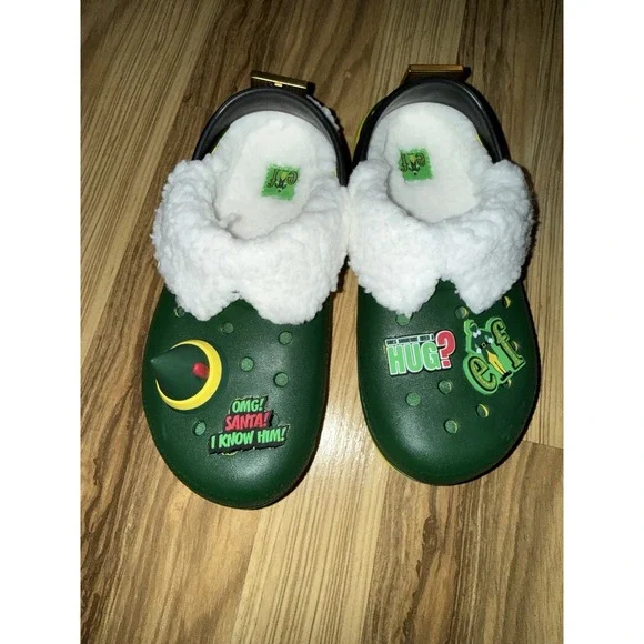 NEW Buddy‎ The Elf Crocs Boys J3 Lined Clog Christmas