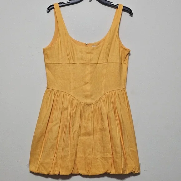 Gianni Bini Dress‎ Size 4 Yellow Linen Blend Mini Shift Sleeveless Lined 226-422