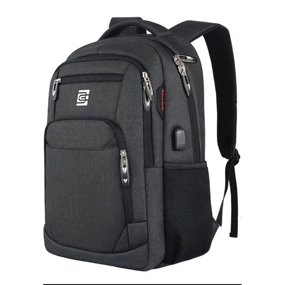 Bruno Cavalli Mens Laptop Backpack Black USB Charging Port Travel Business Bag