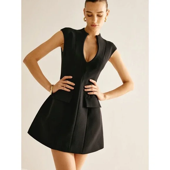 Commense‎ Sleeveless Mini Dress Keyhole Neckline Party Cocktail Dress black S