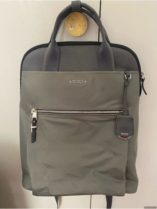 Tumi Olive Gray Men's Backpack with Black Accents