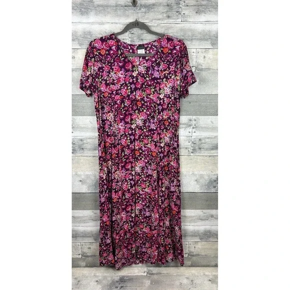 Salon Studio Women's Medium VTG Floral Short Sleeve Dress