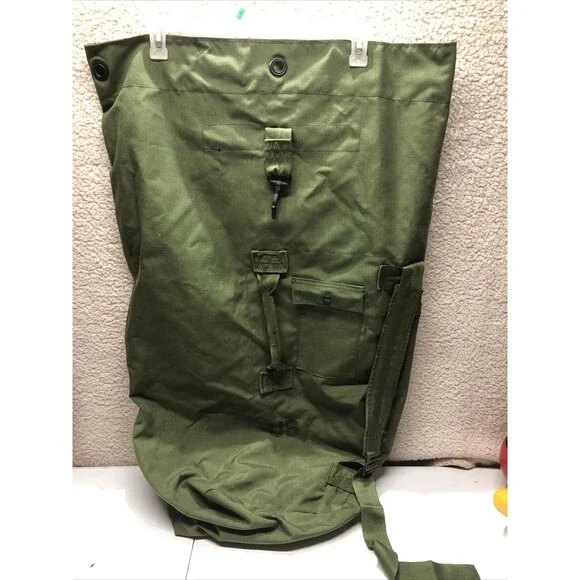 US Military Duffel Bag OD Nylon with 2 Straps Cargo Backpack