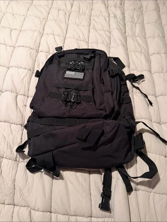 Black Tactical Backpack with MOLLE Webbing