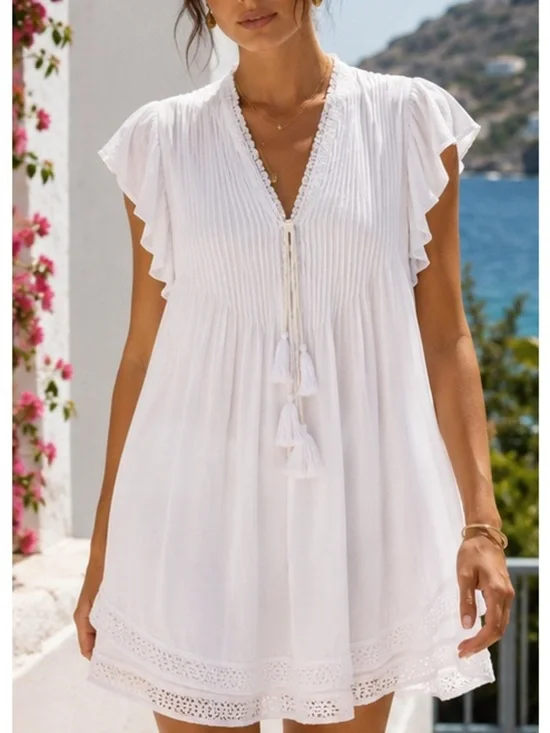 Poupette St Barth Sasha Mini Dress White $350. Excellent Resort Collection  XS