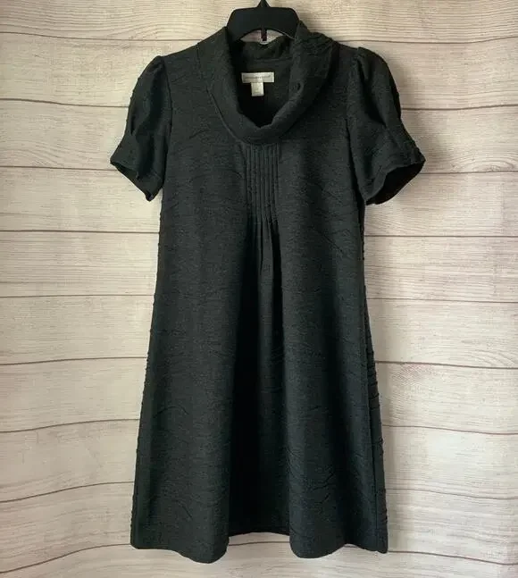 Christopher & Banks Gray Cowl Neck Dress Short Sleeves Size 6
