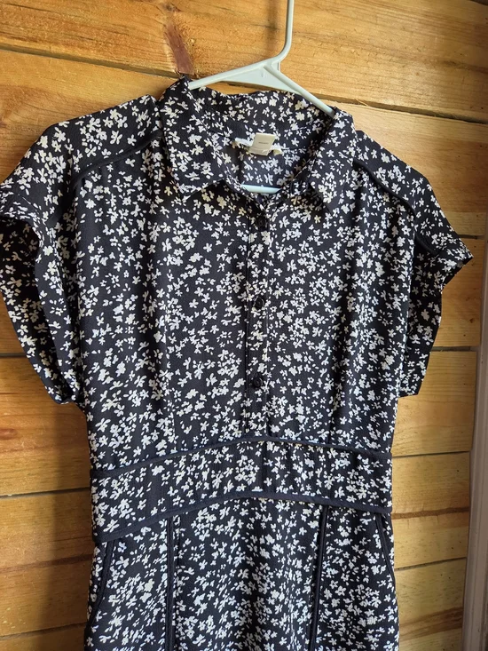 Monteau Black Midi Dress with White Floral Print