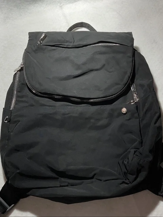 House of Harlow 1960 Black Nylon Backpack with Silver Hardware