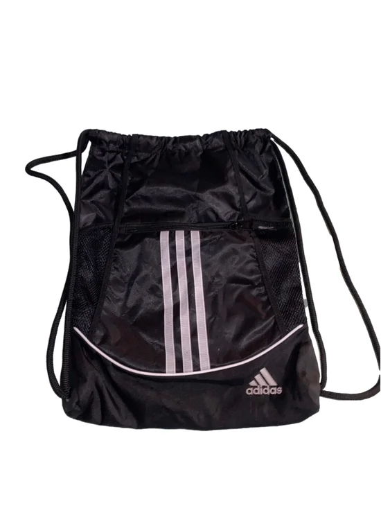 Men's Adidas Black and White Drawstring Backpack with Zipper pocket
