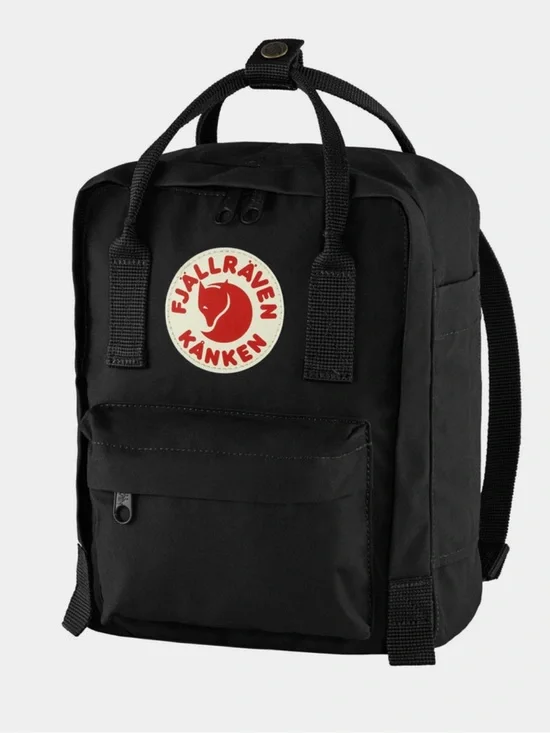 Fjallraven Kanken Mini Backpack - Black with Red Logo