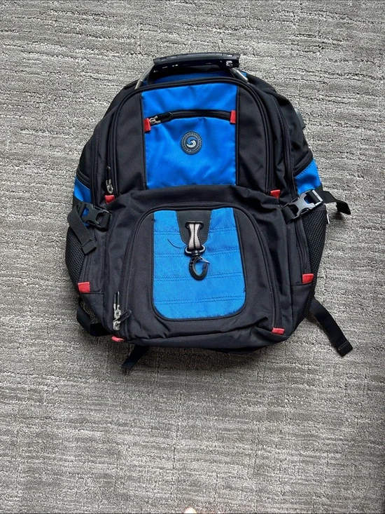 Unbranded Men's Black & Blue Multi-Pocket Backpack