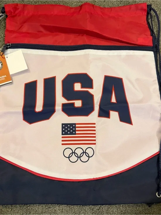 NWT Team USA Olympic Drawstring Gym Bag - Red, White & Blue, Nylon
