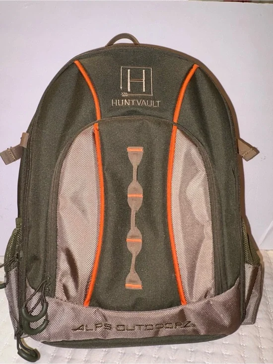 HuntVault Olive and Orange Outdoor Backpack