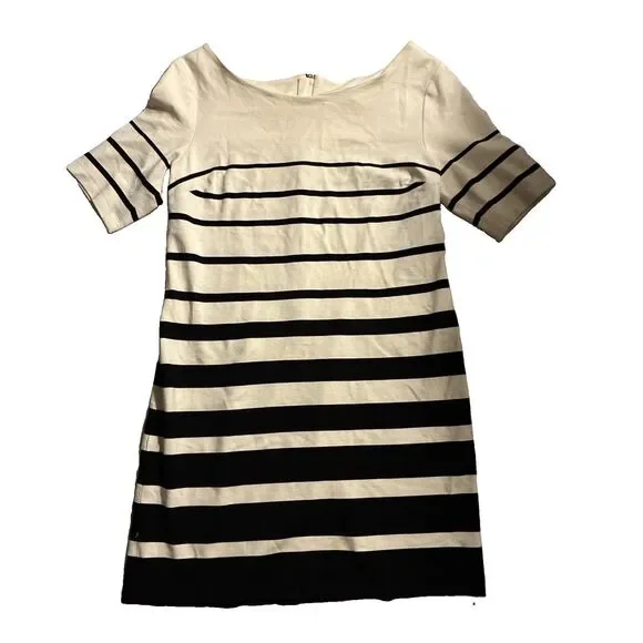 Banana Republic Women’s Black White Stretch Dress Short Sleeve Zip Size 12