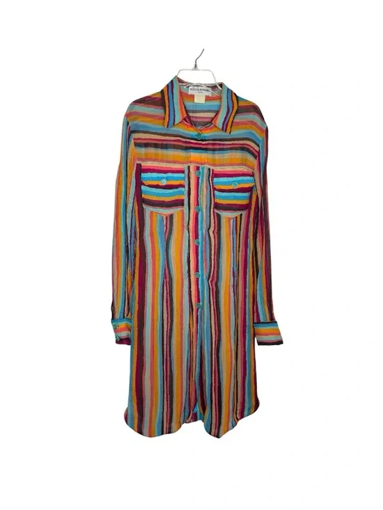 SONIA RYKIEL Paris Stripe Shirt Long Sleeves Dress Size 40