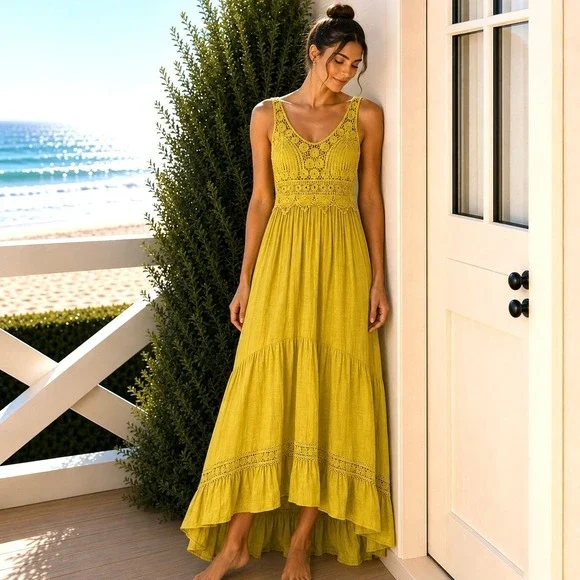 Anthropologie J Gee Small Maxi Dress Cottagecore Romantic Coquette Feminine Chic