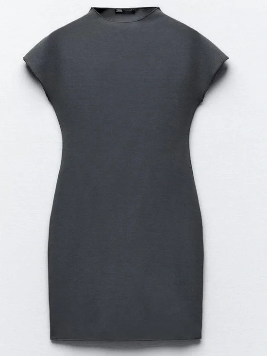 Zara - Mini Stretch Knit Dress - Gray