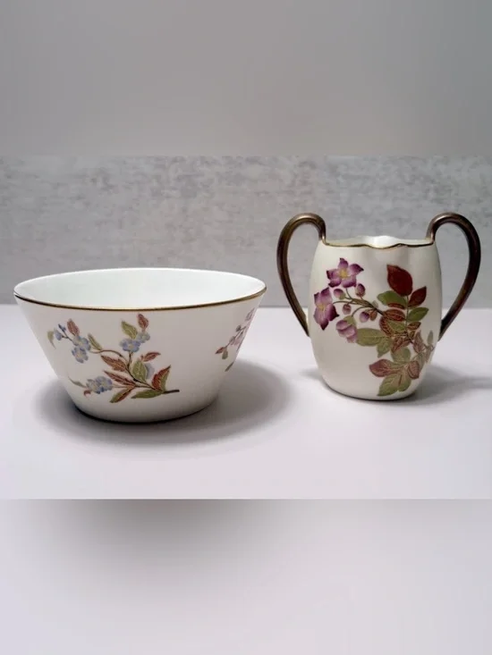 Royal Worcester Evesham Porcelain Bowl & Creamer-Preowned EUC-No Chips or Cracks